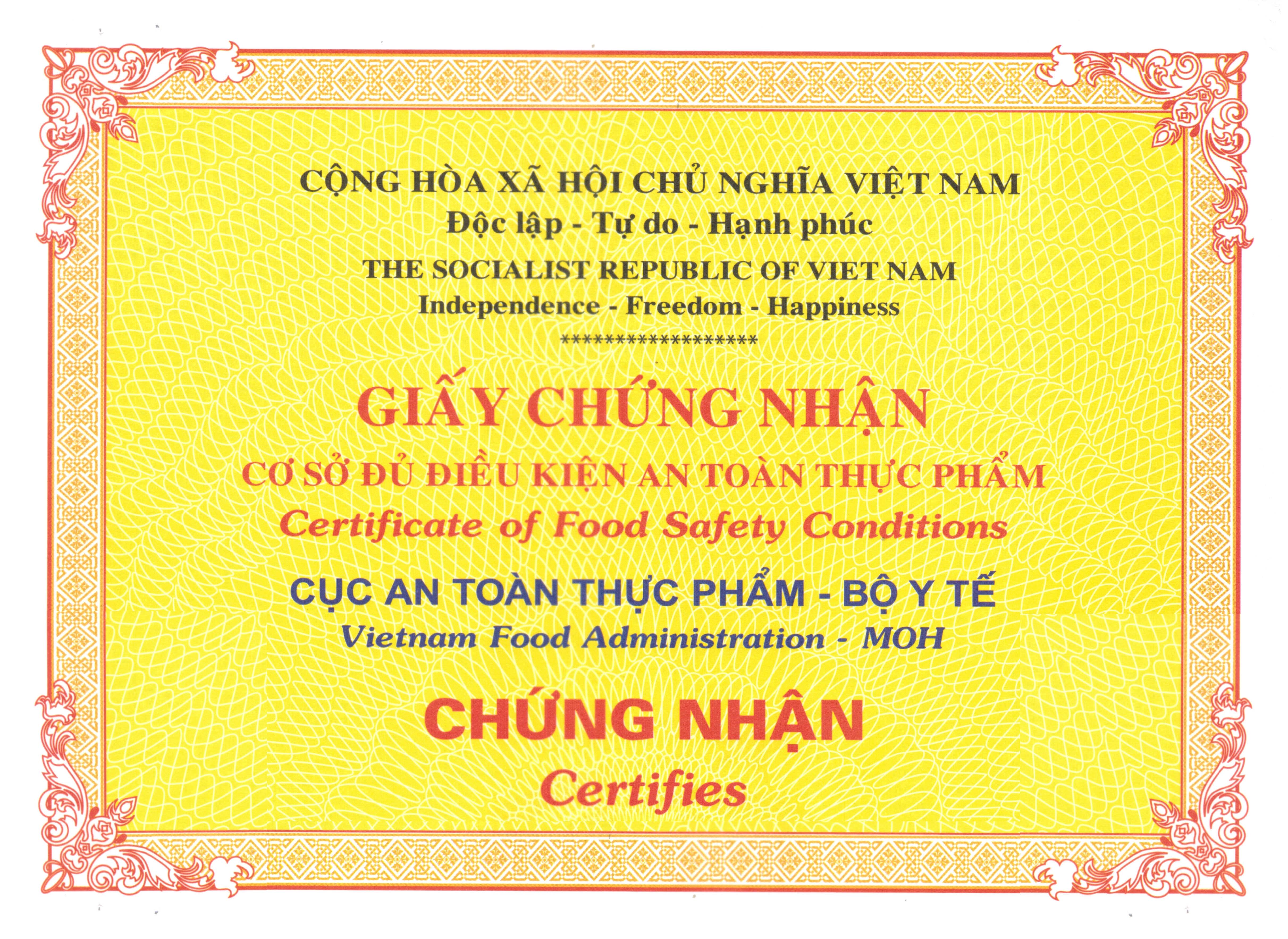 Các hồ sơ cần thiết để làm giấy phép vệ sinh an toàn thực phẩm