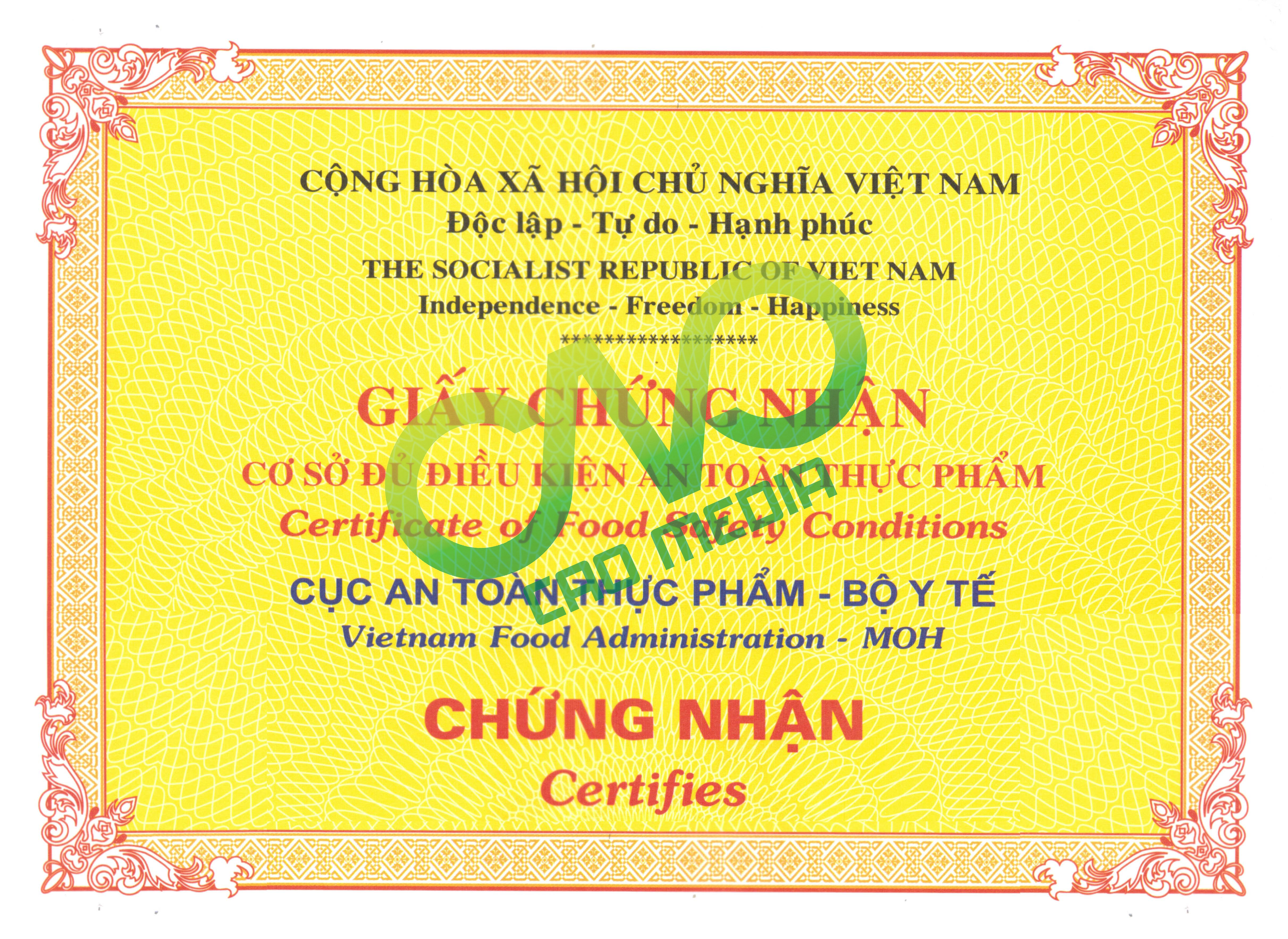 Quy định giấy phép vệ sinh an toàn thực phẩm tại Bộ Y Tế ( ảnh C.A.O )