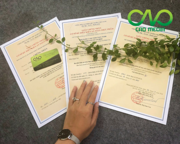 Mẫu giấy chứng nhận vệ sinh an toàn thực phẩm tại C.A.O Media