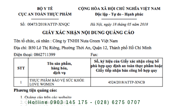 Dịch vụ xin giấy phép quảng cáo thực phẩm tại TP.Hồ Chí Minh