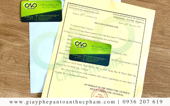 Dịch vụ xin giấy chứng nhận health certificate tinh bột sắn