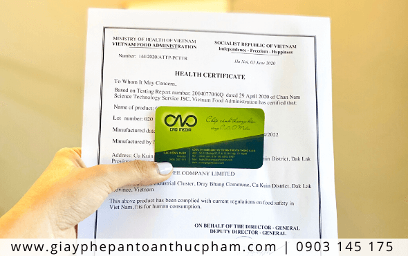 Dịch vụ xin giấy chứng nhận Health Certificate sản phẩm yến