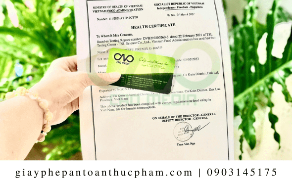 Tư vấn xin health certificate cho bột lá cẩm