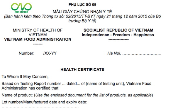 Thủ tục xin cấp giấy chứng nhận y tế (Health Certificate – HC)